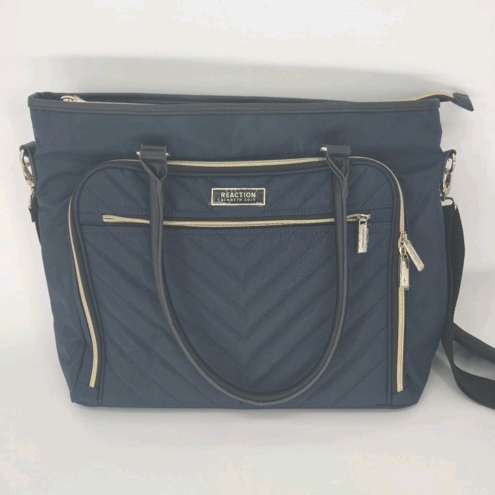 Kenneth Cole Reaction Chelsea Navy Blue 15" Laptop Tote Bag NWT Work Travel TSA